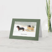 ヴィンテージのダックスフントの子犬及び子ネコのクリスマスカード シーズンカード (正面)