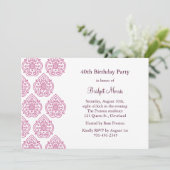 ヴィンテージのダマスク柄の誕生日招待状 招待状 (スタンド正面)