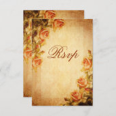 ヴィンテージのダマスク織のぼろぼろのシックなモモのバラRSVP 出欠カード (正面/裏面)