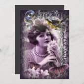 ヴィンテージのダマスク織のアール・デコのgatsbyフラッパーの女の子 招待状 (正面/裏面)