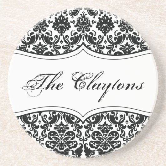 ヴィンテージのダマスク織のパーソナライズなコースター コースター (正面)