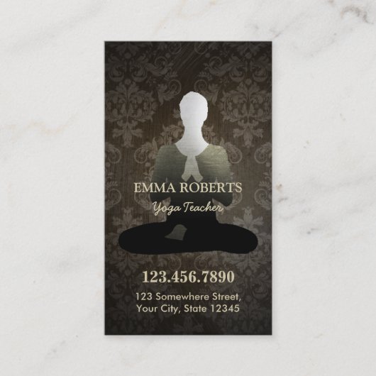 ヴィンテージのダマスク織のヨガ及び調停のロイヤリティの穿孔器 ロイヤリティカード (正面)