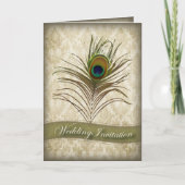 ヴィンテージのダマスク織の孔雀の結婚式招待状 招待状 (正面)