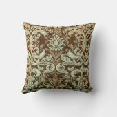 ヴィンテージのダマスク織の枕エレガントな緑のブラウン クッション (裏面)