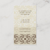 ヴィンテージのダマスク織の渦巻のレースの花のプロフィールカード 名刺 (裏面)