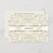 ヴィンテージのダマスク織の渦巻のレースエレガントな結婚RSVP 出欠カード (正面/裏面)