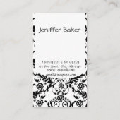 ヴィンテージのダマスク織の花パターンインテリア・デザイン 名刺 (裏面)