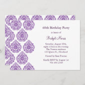 ヴィンテージのダマスク織の誕生日の招待状 招待状 (正面/裏面)