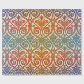 ヴィンテージのダマスク織の輪郭の壁紙-青いすみれ色の赤 ラッピングペーパー (フラット)