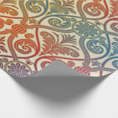 ヴィンテージのダマスク織の輪郭の壁紙-青いすみれ色の赤 ラッピングペーパー (角)