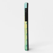 ヴィンテージのダマスク織の青い黄色緑パターン Case-Mate iPhoneケース (裏面/左)