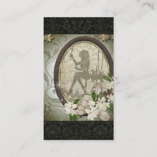 ヴィンテージのダマスク織の魅力的な花型女性歌手の名刺のデザイン 名刺 (正面)
