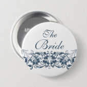 ヴィンテージのダマスク織花嫁ボタン/Pin 缶バッジ (正面&裏面)