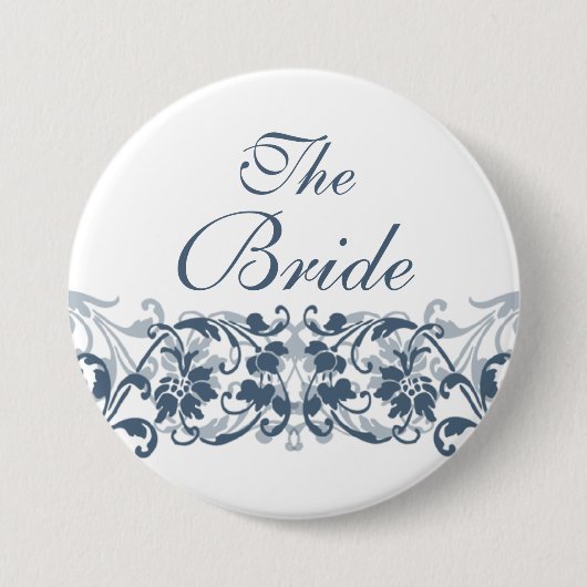 ヴィンテージのダマスク織花嫁ボタン/Pin 缶バッジ (正面)