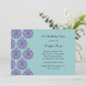 ヴィンテージのダマスク 21歳の誕生日招待状 招待状 (スタンド正面)
