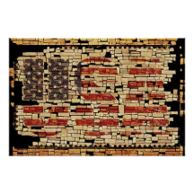 ヴィンテージのダメージ加工されたアメリカ文字とアメリカ国旗