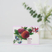 ヴィンテージのダリアおよび明るい赤紫色 名刺 (スタンド正面)