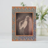 ヴィンテージのダンサー柄フラットノートカード サンキューカード (スタンド正面)