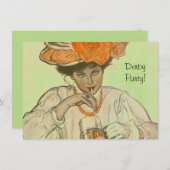 ヴィンテージのダービーの招待状のバラの帽子の競馬 招待状 (正面/裏面)