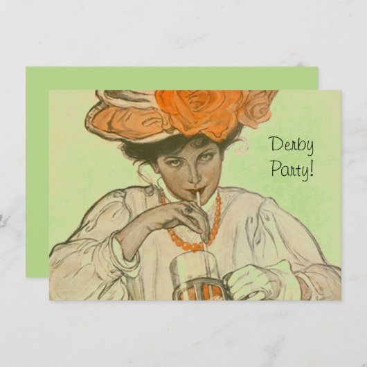 ヴィンテージのダービーの招待状のバラの帽子の競馬 招待状 (正面/裏面)