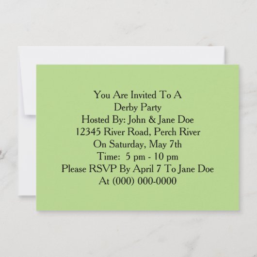 ヴィンテージのダービーの招待状のバラの帽子の競馬 招待状 (裏面)