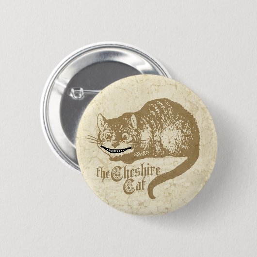 ヴィンテージのチェシャー猫のイラストレーション 缶バッジ (正面&裏面)