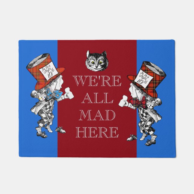 ヴィンテージのチェシャー猫の帽子屋 ドアマット (正面)