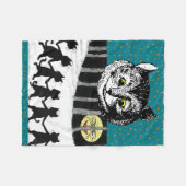 ヴィンテージのチェシャー猫のTenniel Wainの月の芸術 フリースブランケット (正面(横))