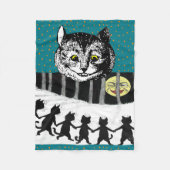 ヴィンテージのチェシャー猫のTenniel Wainの月の芸術 フリースブランケット (正面)