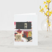 ヴィンテージのチケットおよび葉のメッセージカード カード (黄色い花)