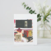 ヴィンテージのチケットおよび葉の郵便はがき ポストカード (スタンド正面)