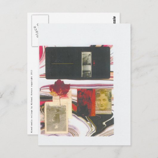 ヴィンテージのチケットおよび葉の郵便はがき ポストカード (正面/裏面)