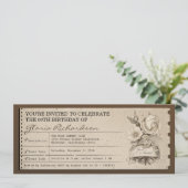 ヴィンテージのチケットのユニークなデザインの誕生日の招待 招待状 (スタンド正面)