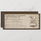 ヴィンテージのチケットのユニークなデザインの誕生日の招待 招待状 (正面/裏面)