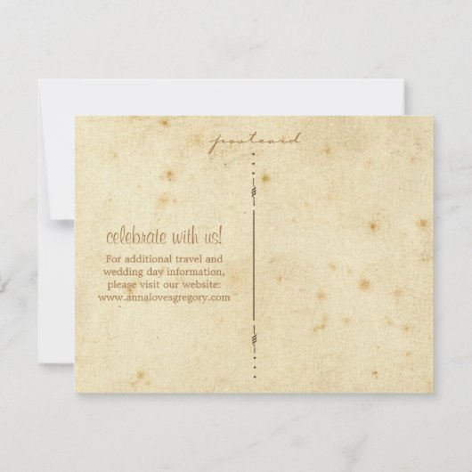 ヴィンテージのチケットの保存日付の郵便はがき セーブザデート (裏面)