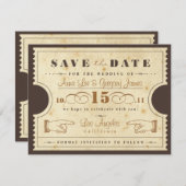 ヴィンテージのチケットの保存日付 セーブザデート (正面/裏面)