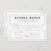 ヴィンテージのチケットの解放の応答カード 出欠カード (正面/裏面)