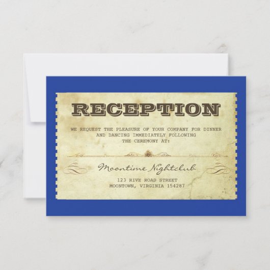 ヴィンテージのチケットを使った結婚式の受付デザイン 招待状 (正面)