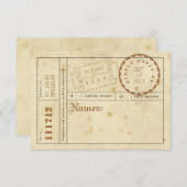 ヴィンテージのチケットタブの応答カード 出欠カード (正面/裏面)