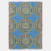 ヴィンテージのチベットのTantric仏教の曼荼羅 スローブランケット (正面縦)