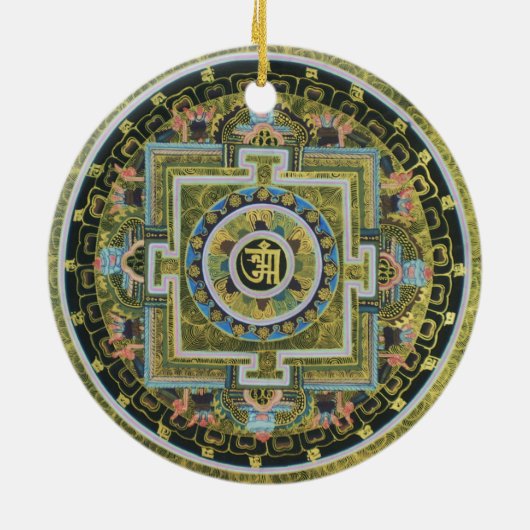 ヴィンテージのチベットのTantric仏教の曼荼羅Thangka セラミックオーナメント (裏面)