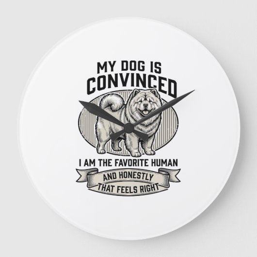 ヴィンテージのチャウチャウの彫刻が入った面白い犬好きのTシャツ ラージ壁時計 (正面)