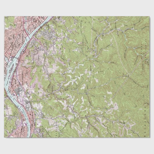 ヴィンテージのチャールストンウェストヴァージニアの地形図 ラッピングペーパー (フラット)