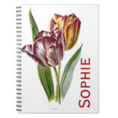 ヴィンテージのチューリップによってはPersonnalisedが開花します ノートブック (正面)