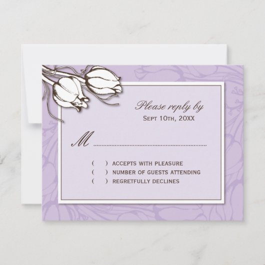 ヴィンテージのチューリップの応答カード 出欠カード (正面)