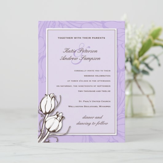 ヴィンテージのチューリップの結婚式招待状 招待状 (スタンド正面)