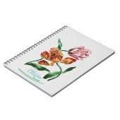 ヴィンテージのチューリップ植物画 ノートブック (左側)
