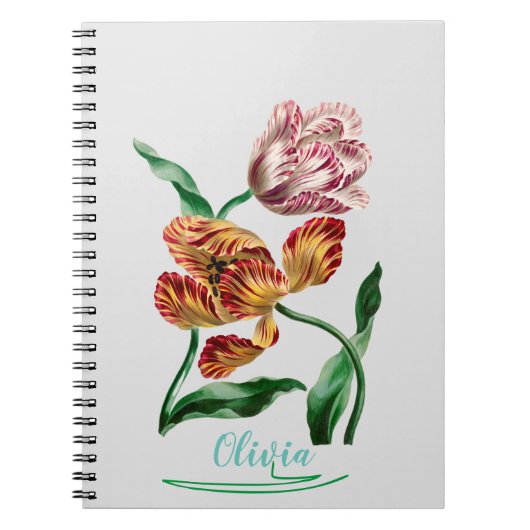 ヴィンテージのチューリップ植物画 ノートブック (正面)