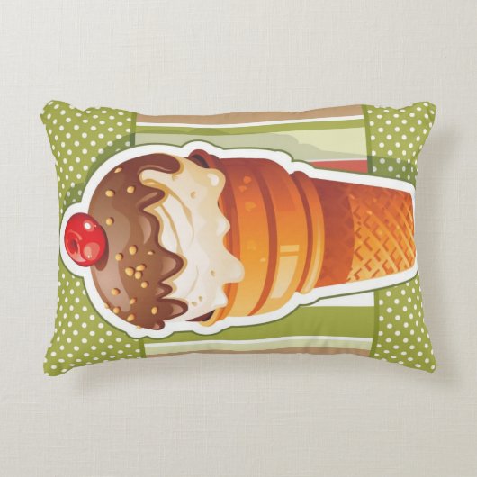 ヴィンテージのチョコレート・アイス・クリーム アクセントクッション (正面)