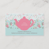 ヴィンテージのティーカップおよびティーポットの名刺 名刺 (裏面)